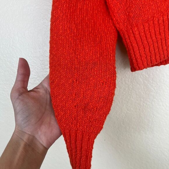 Maeve Women's Size XS Orange Slub Cotton knit Peter Pan Collared Sweater Preppy - Picture 8 of 16